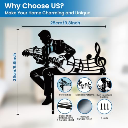 CUTHOLLOW Guitar and Music Door Topper Sign Wall Art Decor