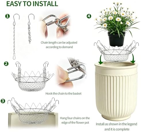 Adjustable Height Planter Inserts,Plant Risers for Tall Planters Large Pots,12-18" Planter Insert,Planter Filler Elevate Plants With 4 Hooks Chains for Indoor Outdoor Planters Wedding Party Decor