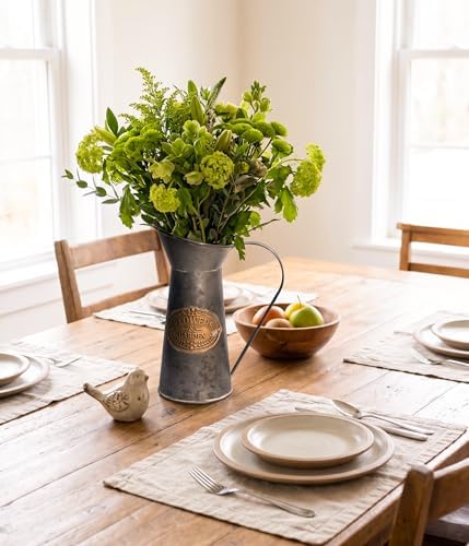 Yoillione Galvanized Metal Flower Vase, Rustic Farmhouse Jug Vase, Home and Room Decor Tall Vase Birthday Gift for Women