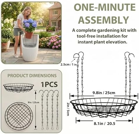 Adjustable Planter Inserts with Chains and S Hooks for 12-18" Pots.