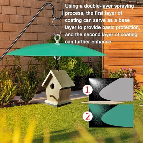 Metal Hummingbird Feeder Shade Cover Dome Shield Hang from Bird Feeders 13 Inch Bird Feeder Baffle for Outdoors/Backyard (2pack, Green)