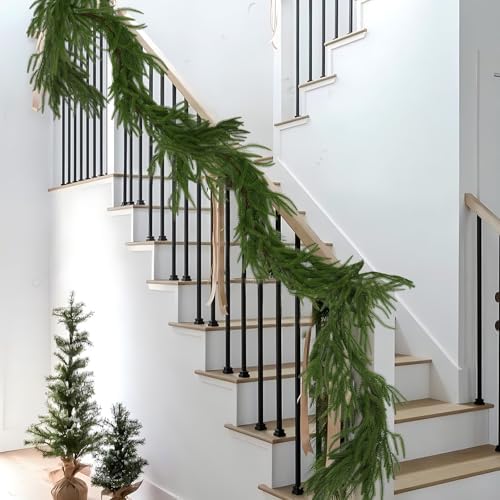 Hananona 2Pcs 9FT Christmas Garlands, Real Touch Norfolk Pine Garland