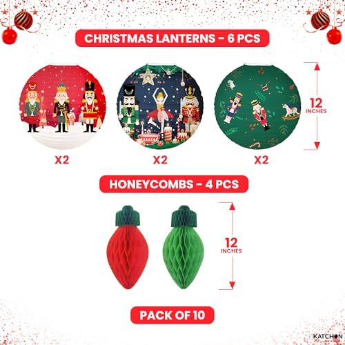 KatchOn Hanging Christmas Decorations Indoor – Pack of 10