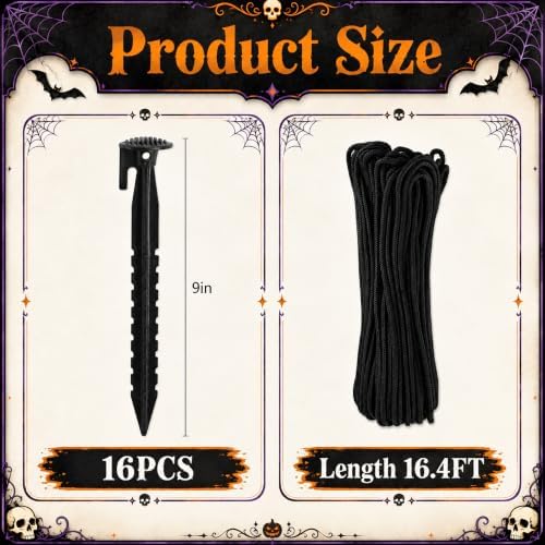 16 Pcs Halloween Skeleton Ground Anchors, Serrated Skeleton Ground Stakes