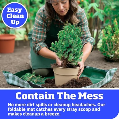 DURASACK 26"x26" Water-Resistant Repotting Mat – Indoor Plant Transplanting, Soil Change & Gardening Mess Control, Khaki