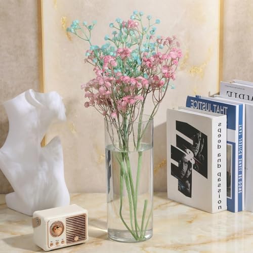 6 Pcs 12 Inch Plastic Cylinder Vase Set - Crystal Clear Acrylic Flower Vase for Wedding Centerpieces, Home Decor, Party Table Arrangements with Shatter-Resistant Design