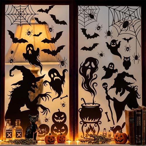 Jenlion Halloween Window Clings Decorations Indoor, Reusable Static Stickers Decals for Glass Door Home Kids Party Decor