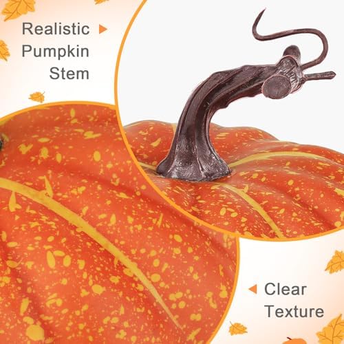 7 Inch Orange Artificial Pumpkin Fake Foam Lifelike Craft Pumpkin