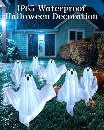 6 PACKS Halloween Ghost Decorations Solar Garden Lights Outdoor