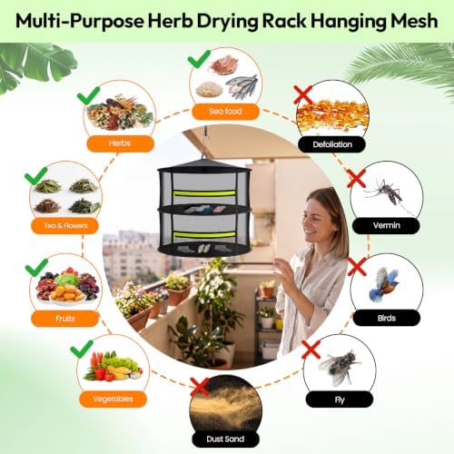 Herb Drying Rack, 2-Layer Hanging Mesh Compact Net
