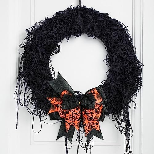 SIMISI RIBBON Halloween Bows for Wreaths Already Made Burlap Bow for Tree Topper, Halloween Decorations (9.5 x 13 inch)