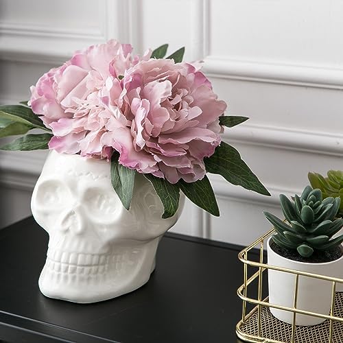 Tanvecle White Skull Planter Pots, Gothic Skeleton Vase for Halloween