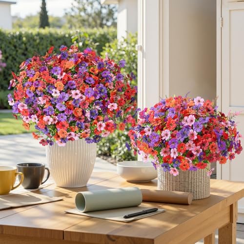 SHareconn 24 Bundles Artificial Flowers for Outdoors UV Resistant Decor