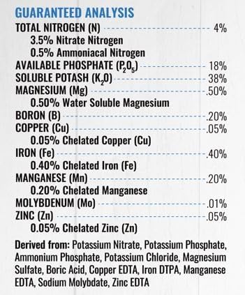 4-18-38 Fertilizer Made in USA – 100% Water Soluble Plant Food for Hydroponics and Soil Gardens - Tomatoes, Peppers &