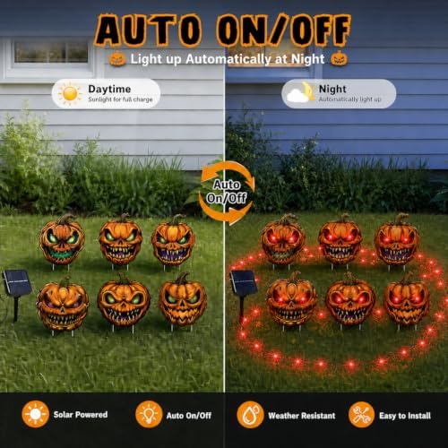 Halloween Decorations Outdoor Pumpkin, 6 Pcs Plastic Pumpkin Yard Signs