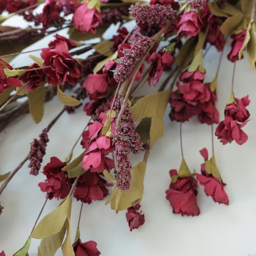 Mizii Burgundy Artificial Flower Garland 6FT Fake Wildflower Floral Garland Hanging Vines Spring Summer Flowers Decorations for Mantle Table Centerpieces Room Wall Fireplace Wedding Decor (Burgundy)