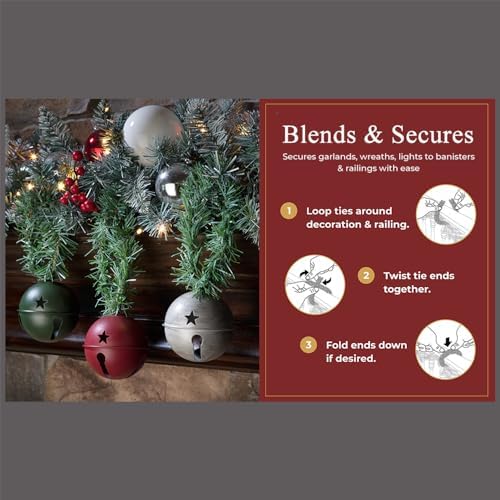 Haute Decor GarlandTies, 20 Ties,14 inches Long (Noble Pine), Secure Garland, Lights and More with Strong Greenery Garland Twist Ties