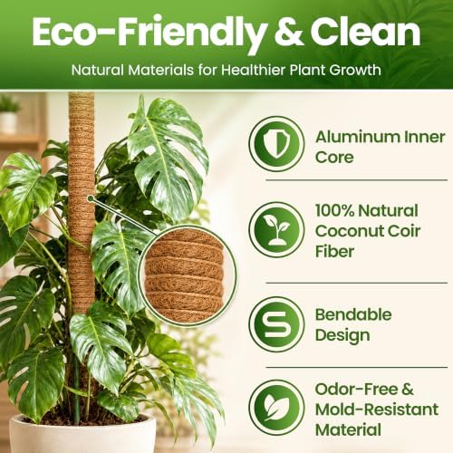 2 Pack 48'' Moss Pole Monstera Plant Support for Climbing Indoor Plants