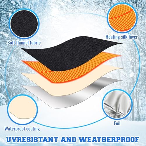 Glooglitter 2 Pcs 25.2"x14" Electric Heated Outdoor Faucet Cover for Winter Freeze Protection Heating Hose Bib Covers for Winter, Water Pipe Heater for Garden Faucet Insulated Spigot Protector, Black