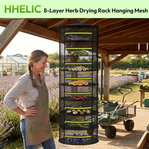Herb Drying Rack, 8-Layer Hanging Mesh Large Capacity Net