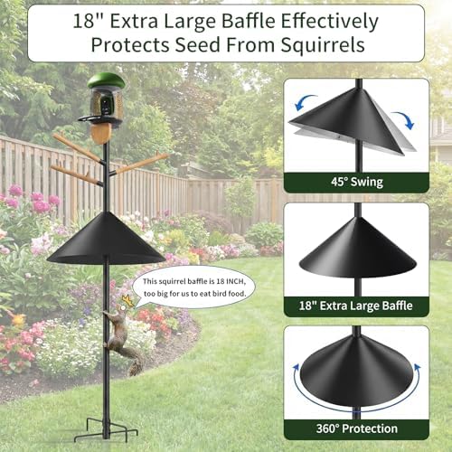LONA 105 Inch Bird Feeder Pole for Outdoor, Squirrel Proof, 5-Prong Base