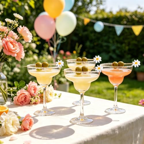 White Daisy Cocktail Picks,100pcs 4.7 Inch Long Food Toothpicks Bamboo Fruit Sticks for Sandwich, Appetizers, Mini Charcuterie Skewers for Summer, Wedding, Bridal Shower, Graduation, Birthday Party