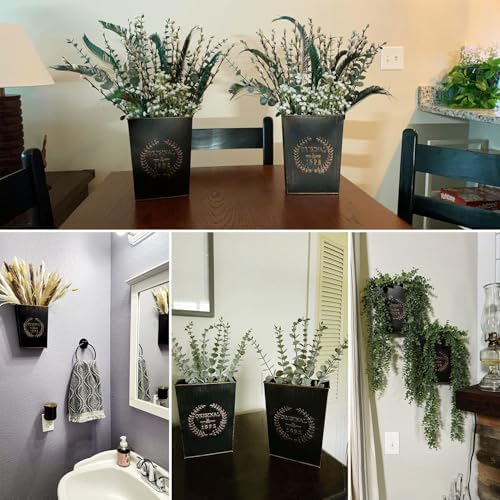 6 Pack Metal Wall Vase, Country Galvanized Wall Vase Box for Country, Bathroom, Rustic Party, Office, Wedding and Home Decor