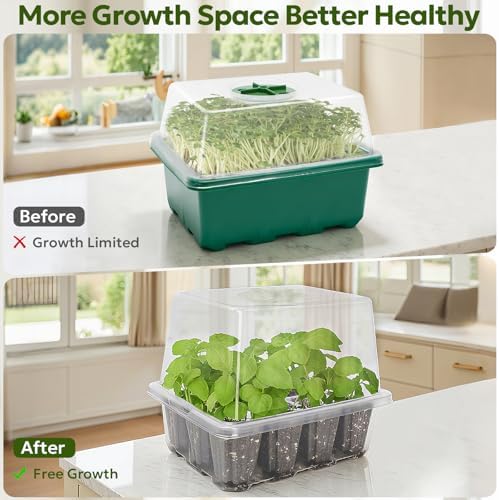 MIXC 6 Pack Seed Starter Kit with Grow Light, Humidity Dome, Transparent