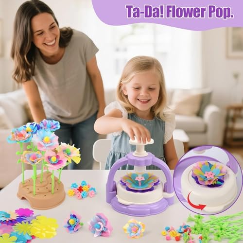 IQBOX Craft Kits Toys for 4 5 6 7 8 Year Old Girls Trendy Flower Making Kit