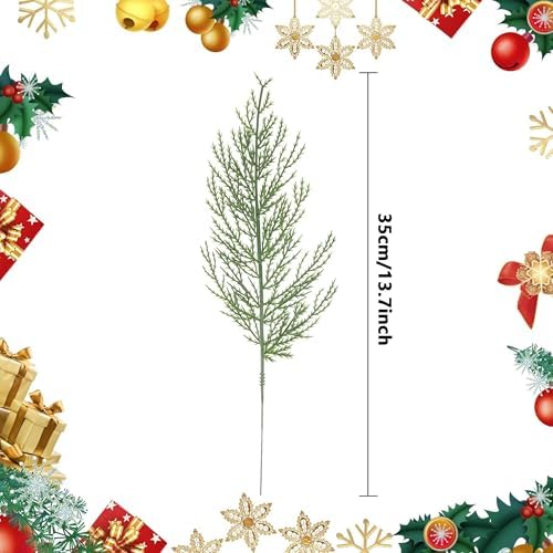 Alpurple 40 PCS Artificial Pine Leaves Branches-13.7 Inches Fake Greenery Pine Sprigs-Faux Picks for DIY Garland Wreath Christmas Embellishing and Home Garden Decoration (40PCS)