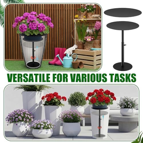 Novabright 3 Pack Adjustable Plant Riser for Inside Pot 12-22" Planter Inserts for Large Pots Metal Pot Fillers for Tall Square Round Taper Planters Container Indoor Outdoor (6'' 8" 10" Base or Top)