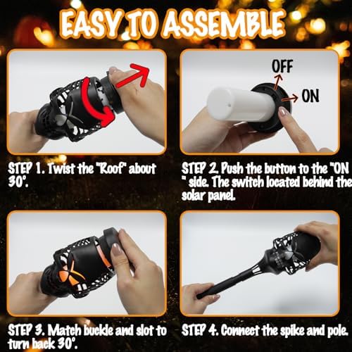 Halloween Solar Skull Stake Lights, Pathway Decor, 8 Pc, Purple