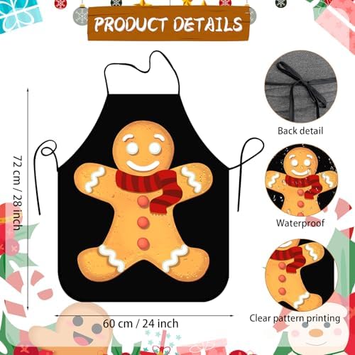Funny Seasonal Holiday Apron, Adjustable Kitchen Cooking Apron for Women Men BBQ Baking Gardening Party Supplies