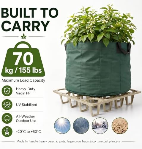 Plant Riser – Pot Spacer for Grow Bags, Planters & Containers – UV-Resistant Drainage Tray for Airflow, Root Health & Cleaner Surfaces (Standard White, 5 Pack)