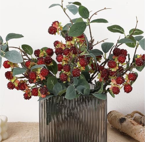 7Pcs Artificial Raspberry Plant Stems 15.7''
