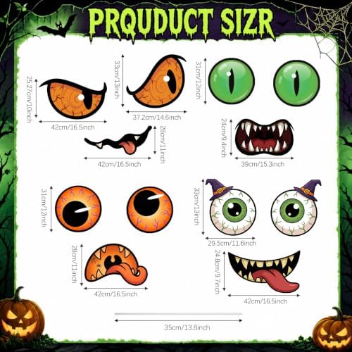 Junkin 12 Pcs Big Halloween Bush Eyes and Mouths, 4 Styles Yard Decorations