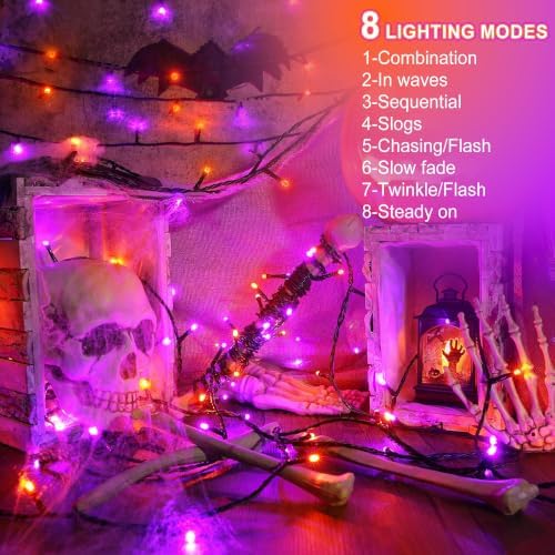 kemooie 500 LED Halloween Lights Outdoor, 164 FT Fairy Lights with 8 Modes