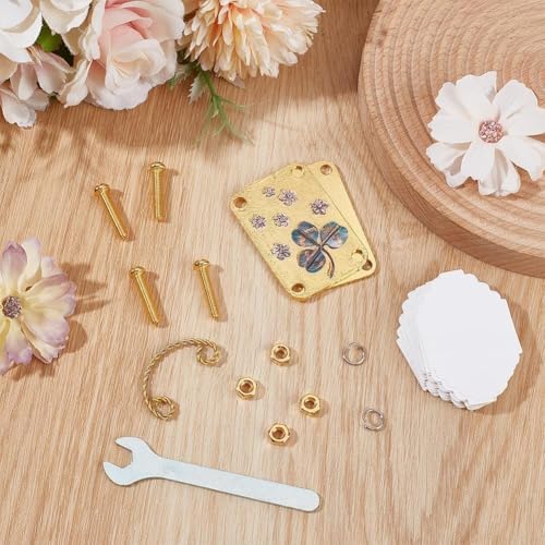 Mini Flower Press Keychain,Micro Flower Press Kits, with 20Pcs Paper-Portable Miniature Flowers Drying Press Kit, for Travel Outdoor, Presses Plant, Leaves, Micro Flowers (Style D)