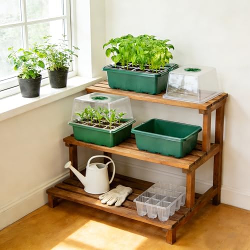 MIXC 10 Pack Seed Starter Tray, 120 Cell Stater Kit with Elevated Lid Green
