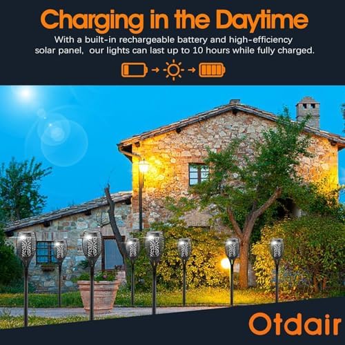 Otdair 43" Solar Torch Lights Outdoor with Flickering Flame for Halloween