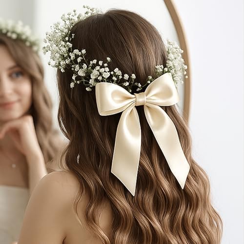 1 1/2 in 30 Yards Cream Ribbon for Gift Wrapping Christmas Decorations