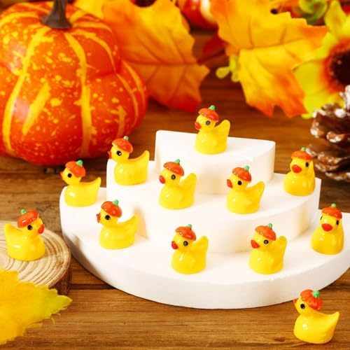 200Pcs Mini Pumpkin Ducks,Fall Halloween Mini Resin Ducks