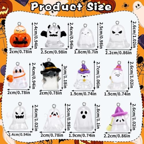 36Pcs Glowing in Dark Halloween Resin Ornaments for Small Tree