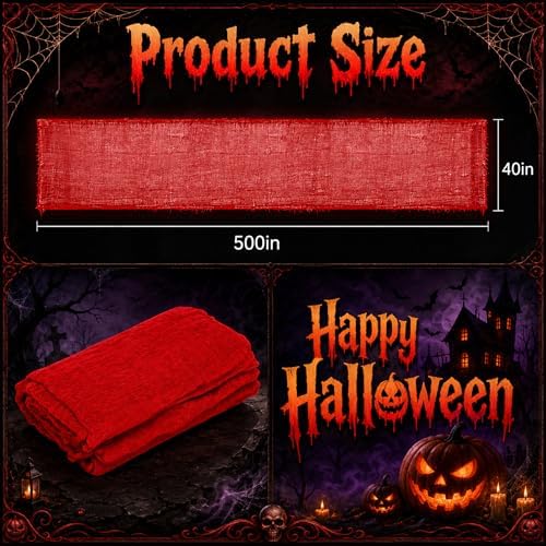 RunNico 500"x39" Large Halloween Scary Gauze, Spooky Cloth Party Decoration