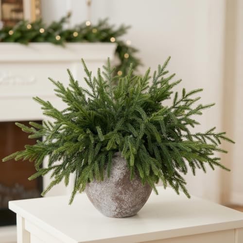 48Pcs Lifelike Touch Artificial Norfolk Pine Branches for Vase DIY Decor