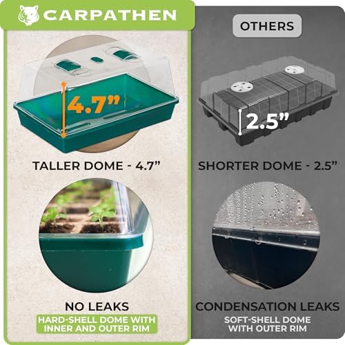 CARPATHEN Seed Starter Tray, Starting Kit with Hard Plastic Humidity Dome