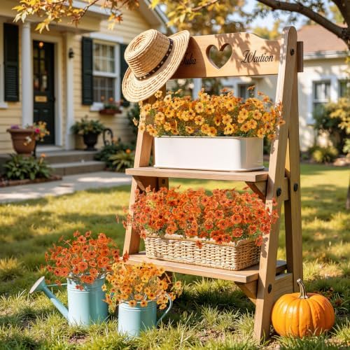 Alupssuc 48 Bundles Artificial Fall Flowers, UV Resistant Faux Mums Porch
