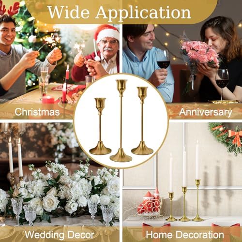 NLBTW Brass Gold Candlestick Holders, Metal Taper Candle Holder, Set of 6