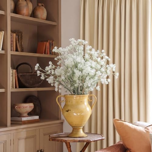 Suncalla 6 Pcs Faux Dusty Plum Berry Stem Fall Decor, White, 35 Inch