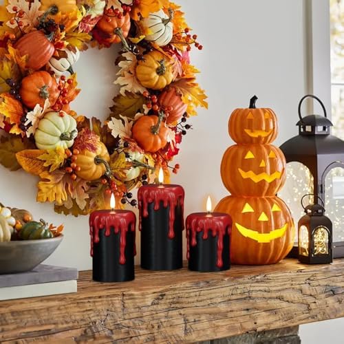 Black Halloween Flameless Candles Battery Operated with 6H Timer